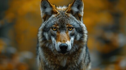 Obraz premium Wolf Portrait in Autumnal Forest