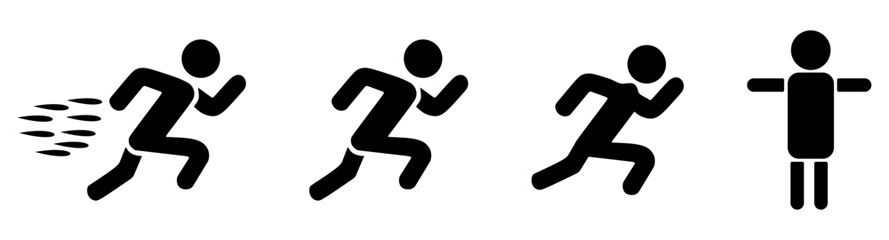 Run people icon in flat style. Jump vector illustration on white isolated background. Fitness business concept.