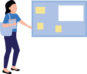 Obraz premium The girl is standing in front of board.