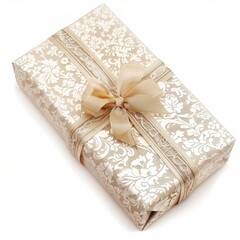 Gift box isolated on background. Surprise for birthday, present for new year, gift anniversary and valentine's day. a Christmas gift box