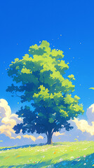 Fototapeta premium Earth hour protection environment low carbon life illustration, world earth day tree concept illustration