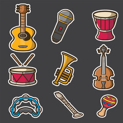 set of music good for sticker, pattern t shirt, graphic design