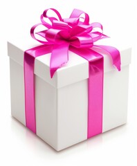 Obraz premium Gift box isolated on background. Surprise for birthday, present for new year, gift anniversary and valentine's day. a Christmas gift box