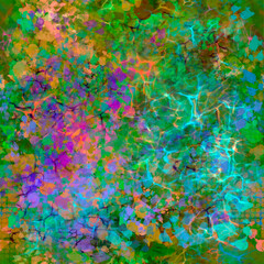 Grunge effect Grainy artistic background Bright multicolor abstract blurry painted seamless pattern Vivid tropics Exotic tropical nature image