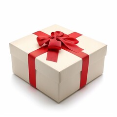 Gift box isolated on background. Surprise for birthday, present for new year, gift anniversary and valentine's day. a Christmas gift box