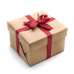 Obraz premium Gift box isolated on background. Surprise for birthday, present for new year, gift anniversary and valentine's day. a Christmas gift box