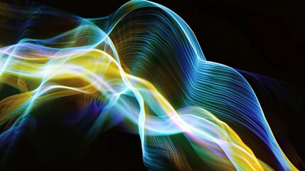 Obraz premium Abstract Colorful Waves in Motion on black background