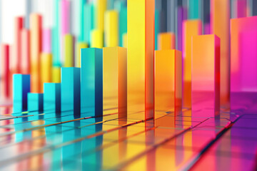 Obraz premium A vibrant, abstract representation of colorful 3D bar graphs, illustrating various data and analytics for modern business and technology concepts.