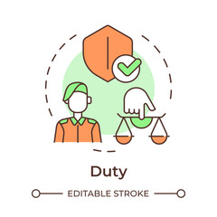 Soldiers duty multi color concept icon. Army philosophy, military leadership. Moral values. Round shape line illustration. Abstract idea. Graphic design. Easy to use in infographic, presentation