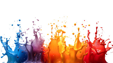  Lively and bold color splashes on a pure transparent background, expressive and dynamic, PNG Cutout