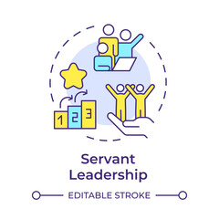 Servant leadership multi color concept icon. Progress steps, partnership. Teamwork, guiding. Round shape line illustration. Abstract idea. Graphic design. Easy to use in infographic, presentation