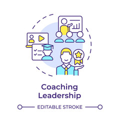 Coaching leadership multi color concept icon. Business coaching, mentoring. Learning guidance. Round shape line illustration. Abstract idea. Graphic design. Easy to use in infographic, presentation