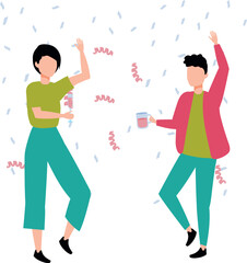 Boy and girl enjoying drinks.