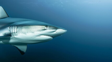 Obraz premium The great white shark is a powerful predator that can grow up to 20 feet long