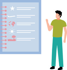 The boy is looking at the notebook.