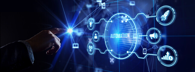 Obraz premium Business, Technology, Internet and network concept. Automation Software Technology Process System.