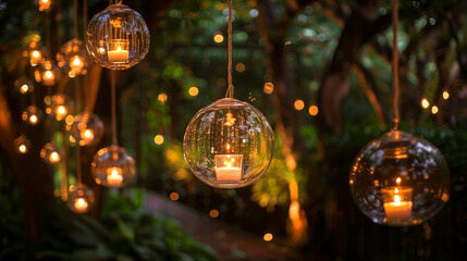 "Enchanting Evening: Candlelit Lanterns Creating a Magical Ambiance"