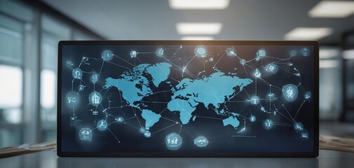 Healthcare business growth graph with global health network connection service on virtual screen