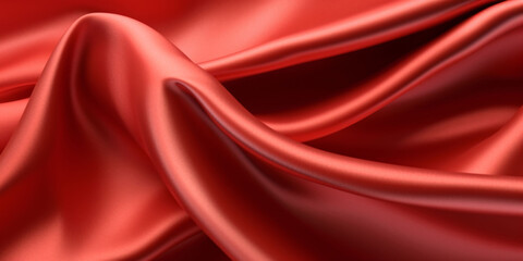 Obraz premium Red silk background, flowing red cloth 3D rendering