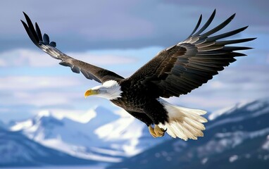 Obraz premium Majestic Bald Eagle in Flight