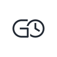 Time go.Logo design.Vector linear icon isolated on white background.