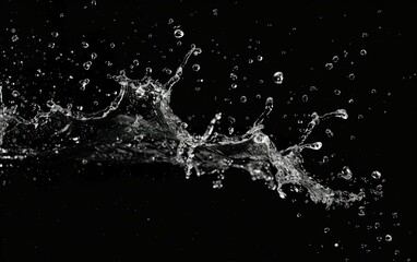 Dynamic Water Splash on Black Background