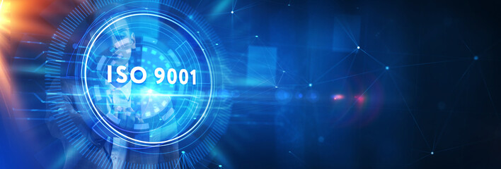 Business, technology, internet and network concept. Virtual screen of the future with the inscription: ISO 9001.