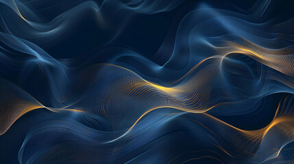 Obraz premium Luxurious blue and gold abstract background, abstract shiny wavy design elements