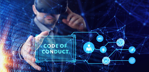 Business, Technology, Internet and network concept. Virtual screen of the future: Code of conduct.