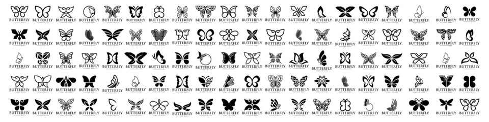 set of creative abstract butterfly logo design. Vector illustration