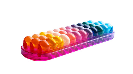 Naklejka premium Colorful Plastic Ice Cube Tray With Rainbow of Colors