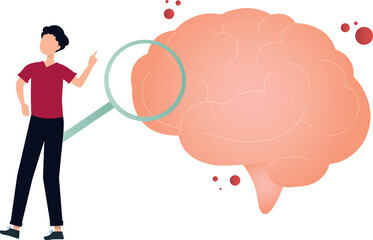 Boy is thinking about jigsaw puzzle.