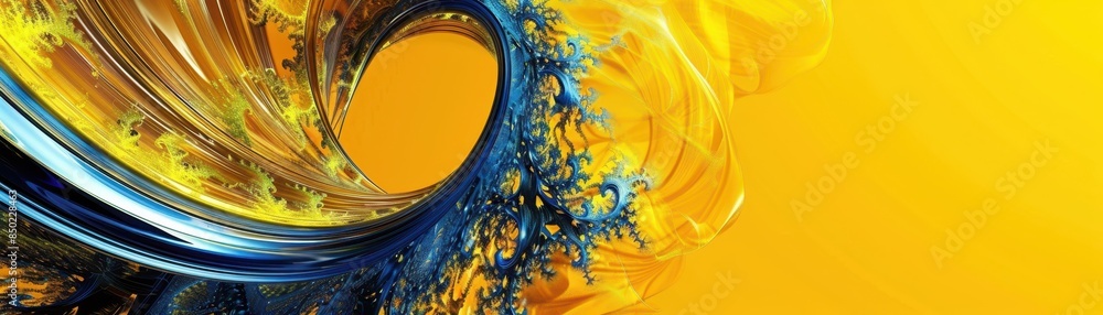 Poster abstract fractal design on a yellow backdrop