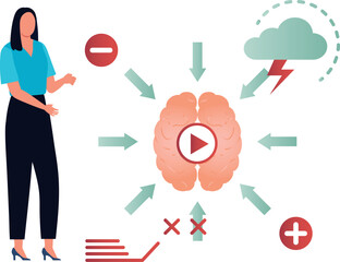 Girl is showing medical science for brain.