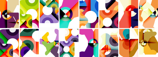 Set of trendy colorful circle geometric posters or abstract backgrounds. Vector Illustration For Wallpaper, Banner, Background, Card, Book Illustration, landing page