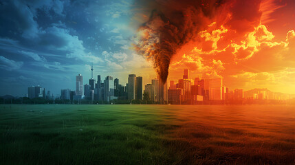 Obraz premium Technology plays a crucial role in promoting environmental sustainability. One way technology contributes to caring for the Earth is through the development of renewable energy sources such as solar a