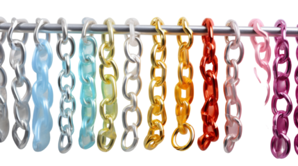 Colorful Chain Links Hanging On A Metal Rod