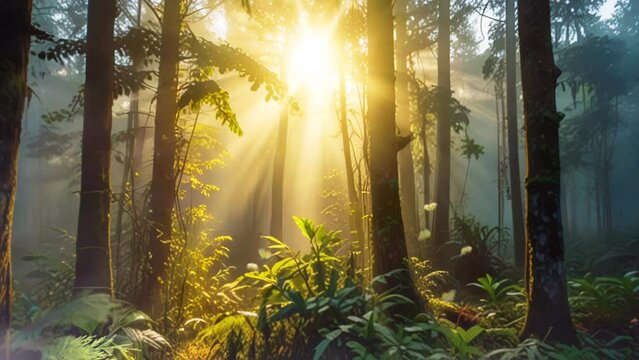 toropical forest with sunlight. seamless looping time lapse virtual 4k video animation background