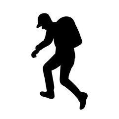 male traveler climbing silhouette, vector