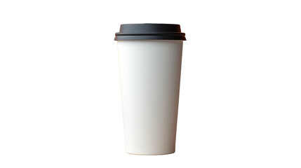 White Paper Coffee Cup With Black Lid Isolated on White Background