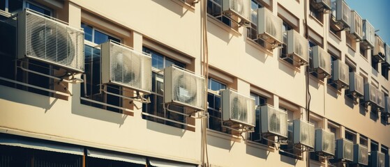 Air conditioning units on a building during a heatwave 