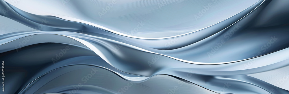 Poster abstract background with wavy lines in gray and blue colors, creating an elegant design for presenta
