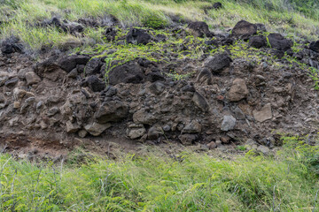 Alluvium Sand and gravel, Kaena Point Trail, Leeward Coast of Oahu, Hawaii geology. 