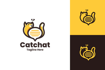 cat chat logo vector