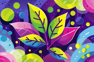 Fototapeta premium Arrange the leaves and create illustrations. Purple background
