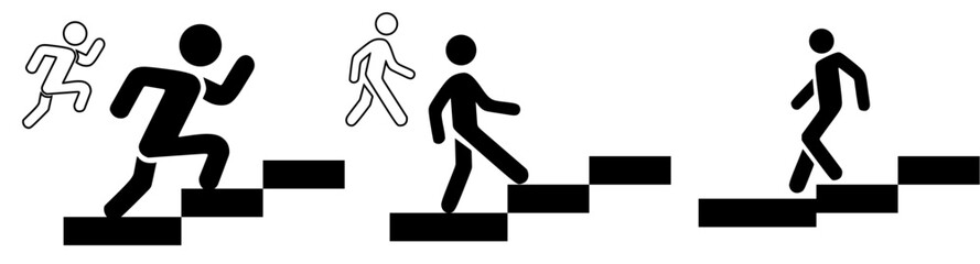 icon descent up the stairs, signpost