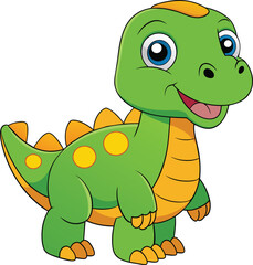 Fototapeta premium Happy dinosaur cartoon vector illustration on a white background 