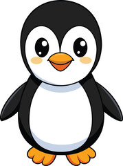 cute baby penguin cartoon Vector illustration waving isolated on a white background
