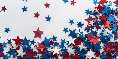 Festive Flowing American Flags with Stars Background