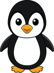 cute baby penguin cartoon Vector illustration waving isolated on a white background
